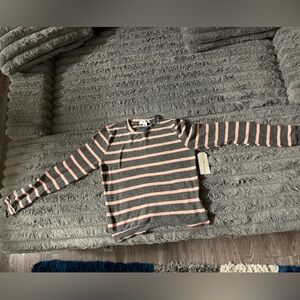 Striped Gray and Pink Kids Shirt